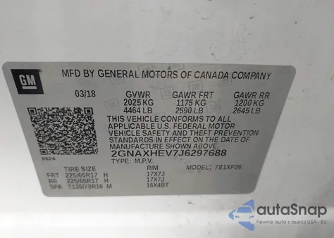 2018 Chevrolet Equinox Ls from USA, damaged, VIN 2GNAXHEV7J6297688